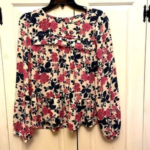 Floral ruffle front top- will make you happy!